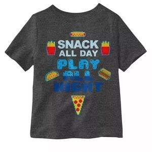 New HYBRID Little Boys Snack All Day Play All Night Graphic T-shirt 2T